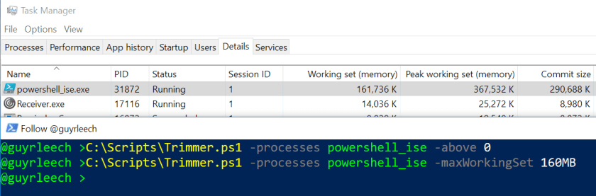 powershell ise soft max working set limit