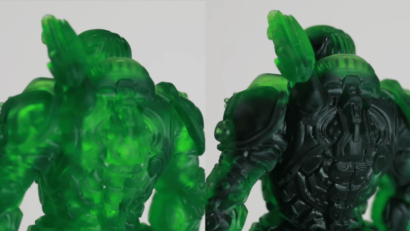 Resin print before and after paint injection.