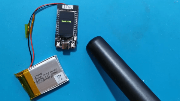 ESP32 board with battery and nearby antenna