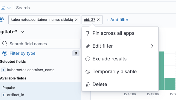 Temporarily diasble Filter menu showing Temporarily disable option