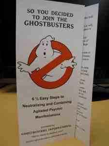 IMG_0143 A helpful pamphlet for any recruit new to the dynamic Ghostbusters International organization.
