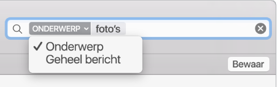 Klik op de pijl van een zoekfilter om het filter te wijzigen.