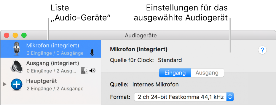 Fenster „Audiogeräte“