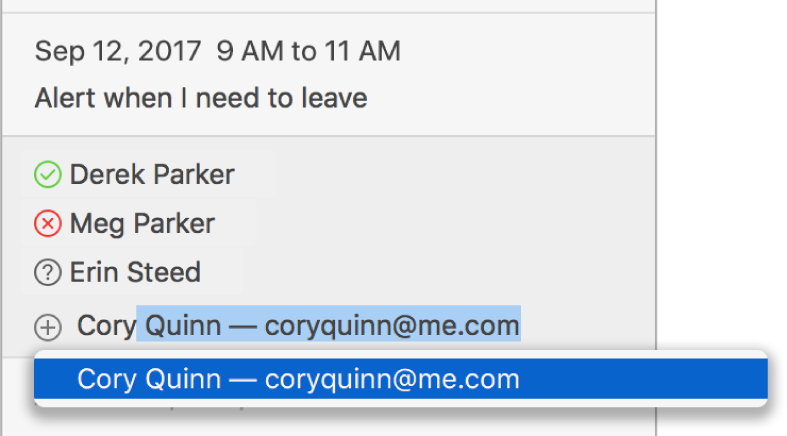 Info window for an event, cropped to show just invitees