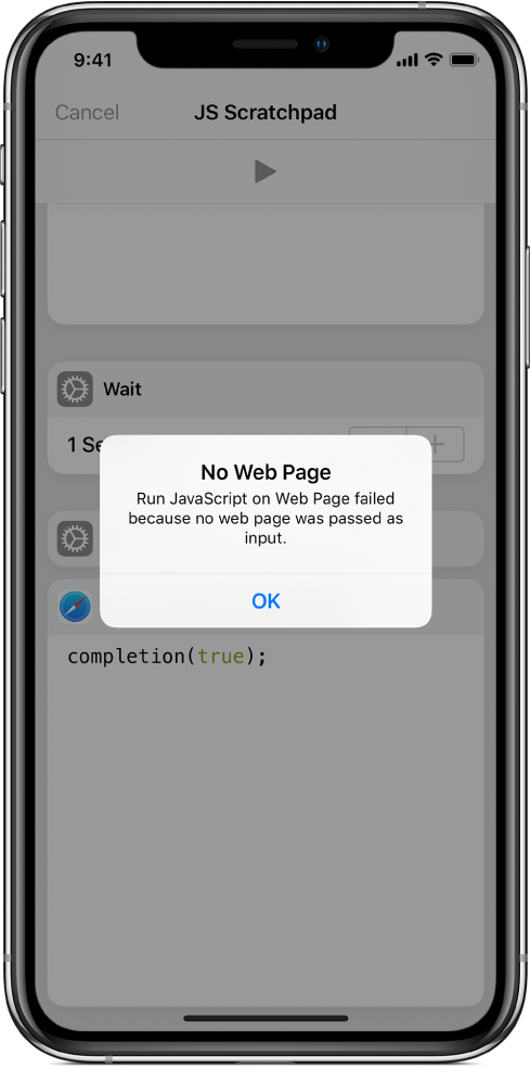 Web Sayfası Yok hata mesajının gösterildiği kestirme düzenleyicisi.