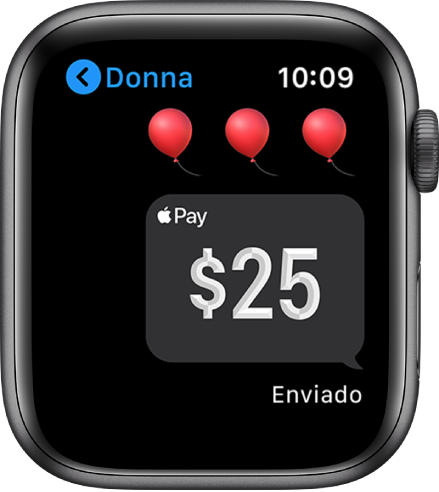 Una pantalla de la app Mensajes donde se muestra que se ha realizado un pago de Apple Cash.
