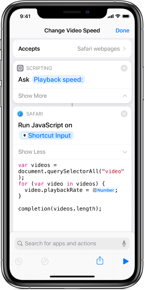 ตัวแก้ไขคำสั่งลัดที่แสดงการทำงานสั่งทำงาน JavaScript บนหน้าเว็บซึ่งมีตัวแปร Magic