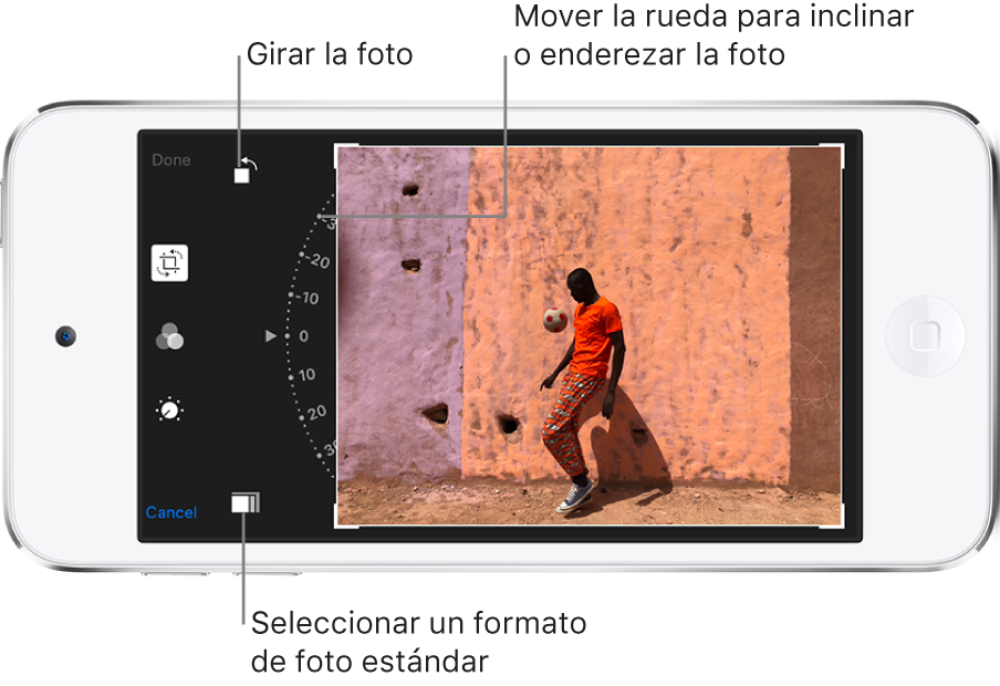 Foto con los controles de recorte.