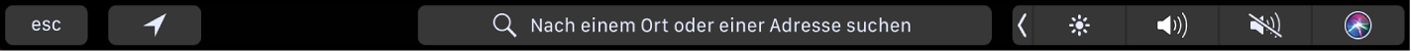 Die Karten-Touch Bar mit Tasten für Routen und den aktuellen Ort. Außerdem wird die Suchleiste angezeigt.