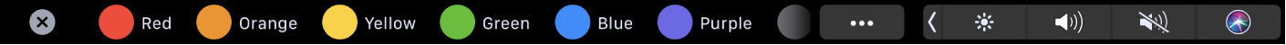 The Finder Touch Bar, showing tags you can apply.