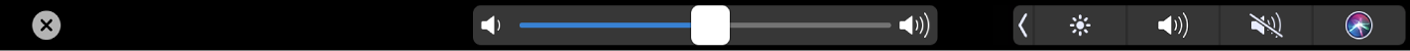 Touch Bar de iMovie con el regulador de volumen.