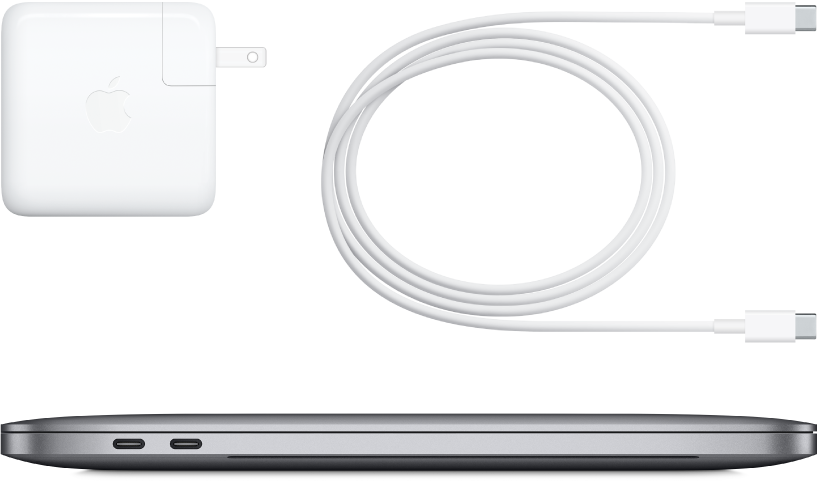 Vue de profil du MacBook Pro 13 pouces avec des accessoires.