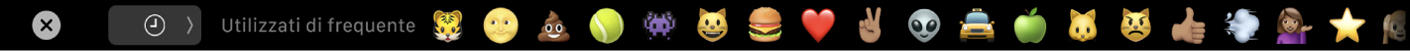 Touch Bar con il pulsante per la selezione delle emoji.