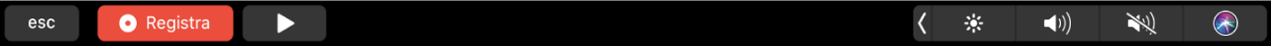 La Touch Bar di TV con pulsanti per mandare indietro, riprodurre e mettere in pausa, mandare avanti velocemente, Sottotitoli e una barra di scorrimento per la navigazione.
