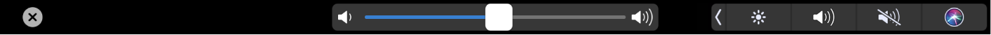 Touch Bar pentru iMovie cu glisorul pentru volum.