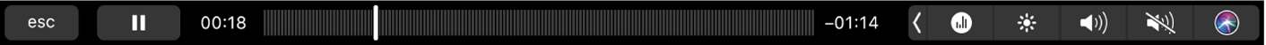 Bir podcast’in oynatıldığı Podcast’ler Touch Bar’ı.