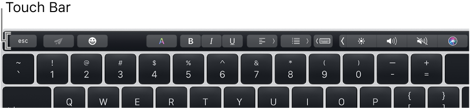 La Touch Bar le long de la partie supérieure du clavier.
