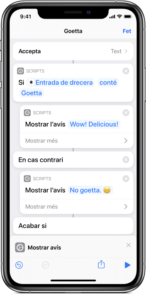 Configurar una acció Si.