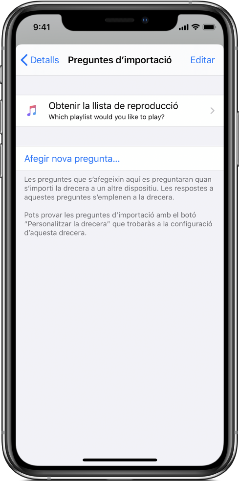 Pantalla Importar preguntes.