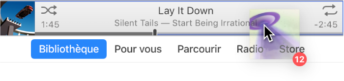 Album déplacé vers le haut de la fenêtre iTunes.