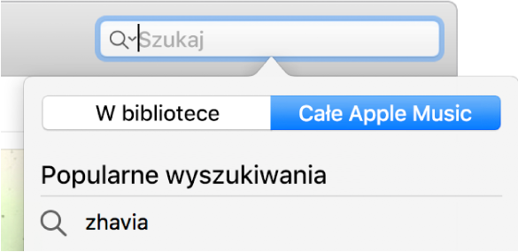Pole wyszukiwania w Apple Music.