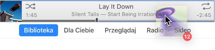 Album przeciągany na górę okna iTunes