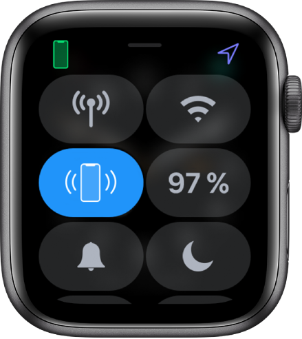 Centrul de control, cu butonul Alertați iPhone-ul afișat în centru stânga.
