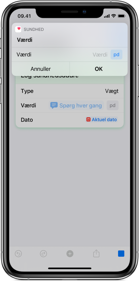 Spørg hver gang-variabel, der sætter afviklingen af genvejen på pause og beder om manuel indtastning af data.