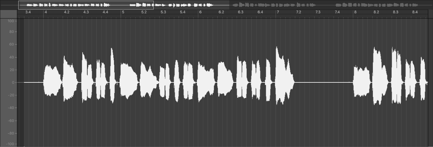 Ilustración. Área de visualización de ondas del editor de samples en el modo de visualización absoluta.