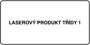 Štítek s textem „Laserový produkt třídy 1“.