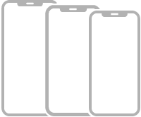 Ilustracja przedstawiająca trzy modele iPhone'a z Face ID.