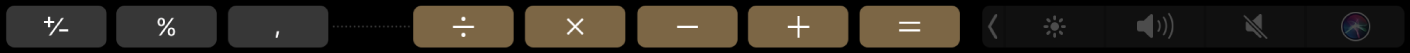 Touch Bar til Lommeregner i redigeringsfunktion.