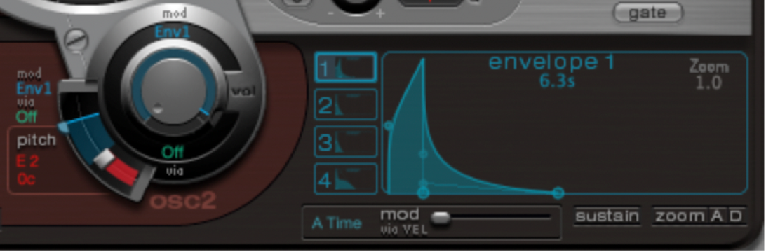 Figure. Oscillateur 2 et enveloppe 1.