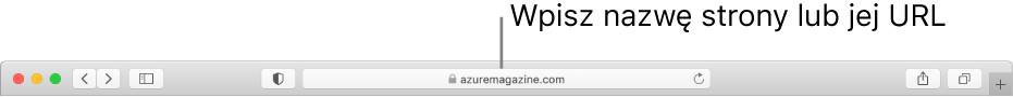 Inteligentne pole wyszukiwania w Safari, w którym możesz wprowadzić nazwę strony lub jej adres URL.