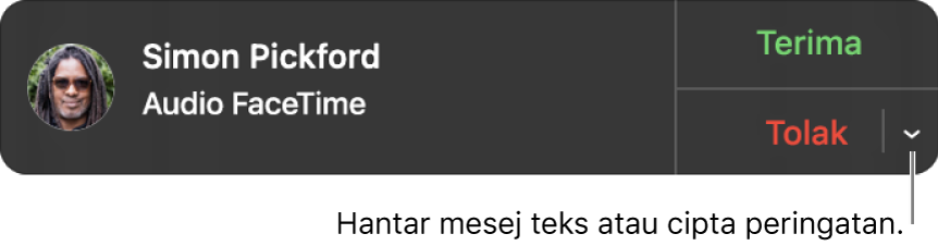 Klik anak panah di sebelah Menolak dalam pemberitahuan untuk menghantar mesej teks atau mencipta peringatan.
