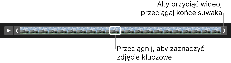 Uchwyty przycinania klipu wideo.