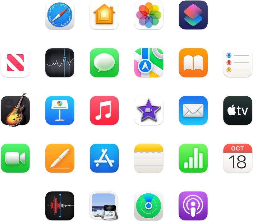Symbole der mit deinem MacBook Air gelieferten Apps