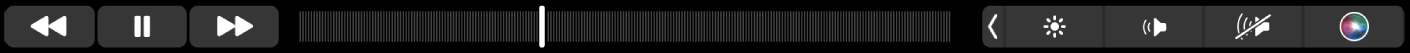 الـ Touch Bar الخاص بتطبيق الموسيقى تظهر عليه أزرار للإرجاع أو الإيقاف المؤقت أو التقديم السريع لما هو قيد التشغيل. يوجد أيضًا شريط تقديم للتنقل خلال الأغنية.