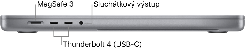 Pohled na 16palcový MacBook Pro zleva
