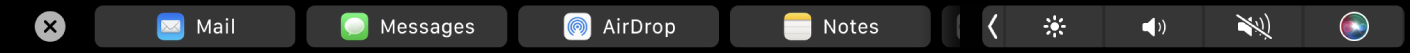Die Finder-Touch Bar mit angezeigten Optionen zum Teilen.