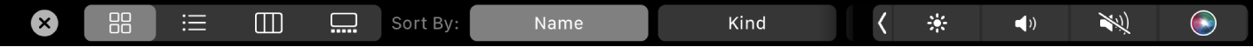 Το Touch Bar του Finder, όπου εμφανίζονται επιλογές προβολής και ταξινόμησης.