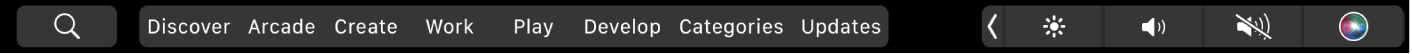 La Touch Bar de App Store con las opciones de pestañas.