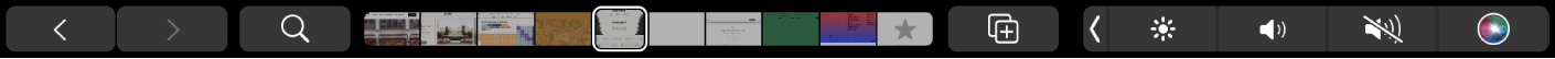 Touch Bar pentru Safari cu paginile preferate afișate.