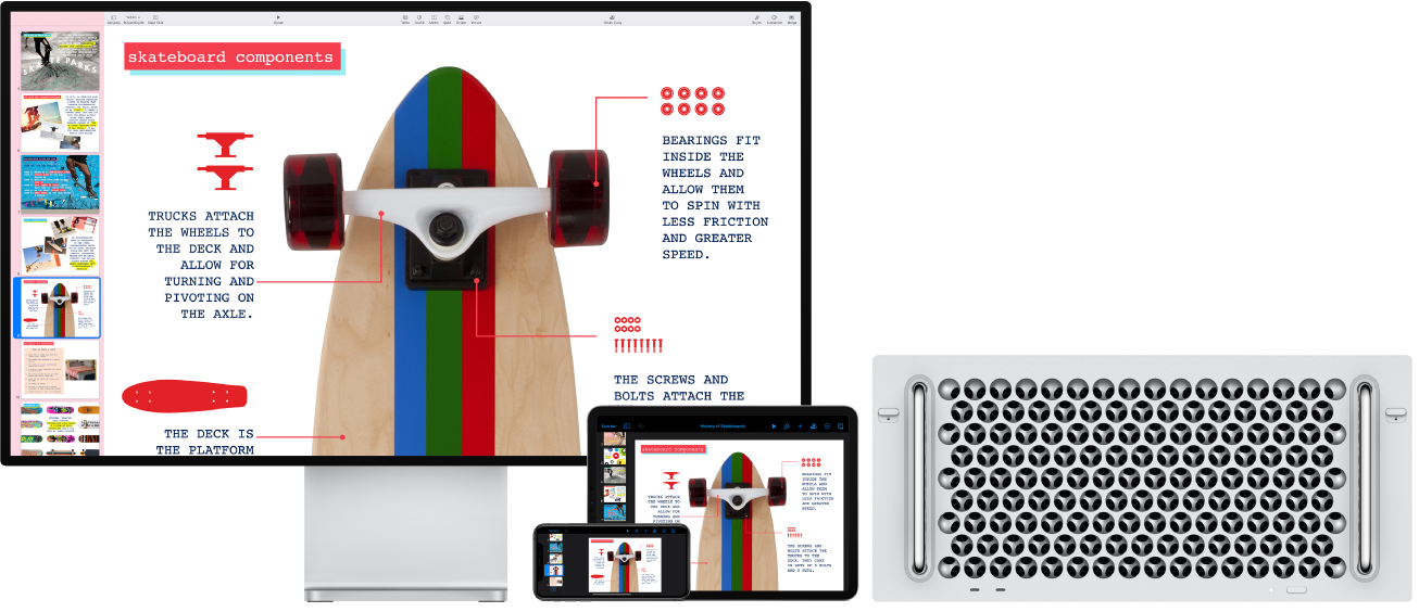 Mac Pro, iPad ve iPhone üzerinde görüntülenen benzer içerik.