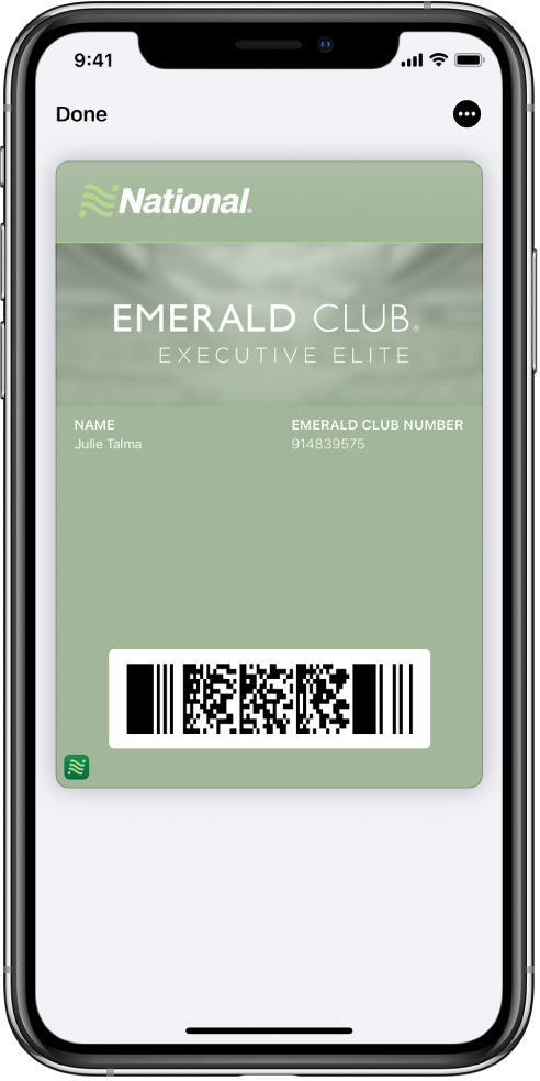 Iekāpšanas karte lietotnē Wallet, kurā redzama lidojuma informācija un apakšdaļā esošs QR kods.