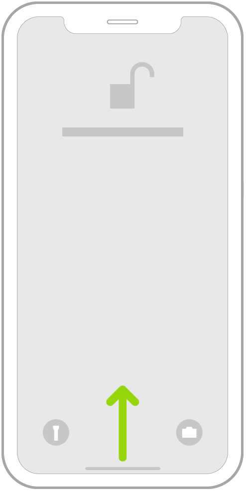 Ilustracja przedstawiająca przechodzenie do ekranu początkowego przy użyciu gestu przesuwania placem od dolnej krawędzi ekranu.
