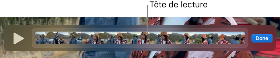 Un plan dans la fenêtre QuickTime Player, avec la tête de lecture proche du centre du plan.