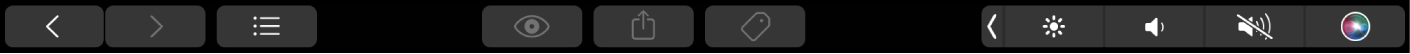 Die Finder-Touch Bar mit Tasten zum Ändern der Darstellung, für die Vorschau, zum Teilen sowie zum Hinzufügen von Tags.