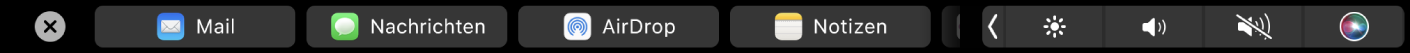 Die Finder-Touch Bar mit angezeigten Optionen zum Teilen.