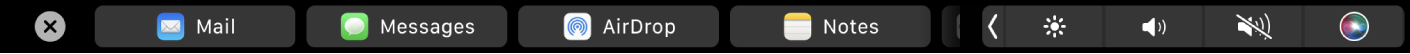 The Finder Touch Bar, showing sharing options.